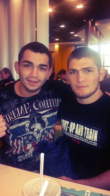 Posing with UFC lightweight Khabib Nurmagomedov